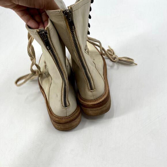Free People ivory leather lace up boots - Picture 4 of 7